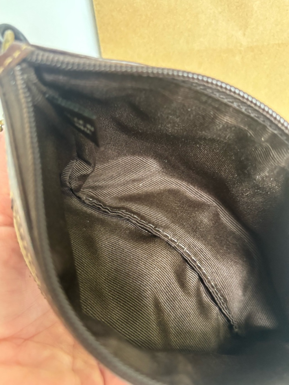 VTG Coach Patchwork Wristlet Signature Leopard Snakeskin Y2K Brown Gold - Picture 5 of 11